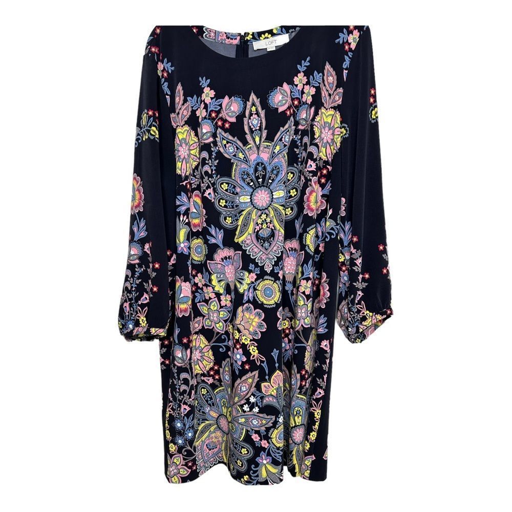 Loft Floral Shift Dress - Blue - XXL
